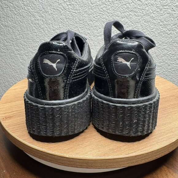Puma x‎ Fenty By Rihanna Creeper Black patent leather platform Sneakers Size 9.5 - Picture 5 of 9
